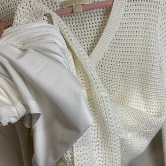 Michael Kors Cotton Knit Sweater Dress Women’s sz.SMALL White V-neck - Picture 6 of 7